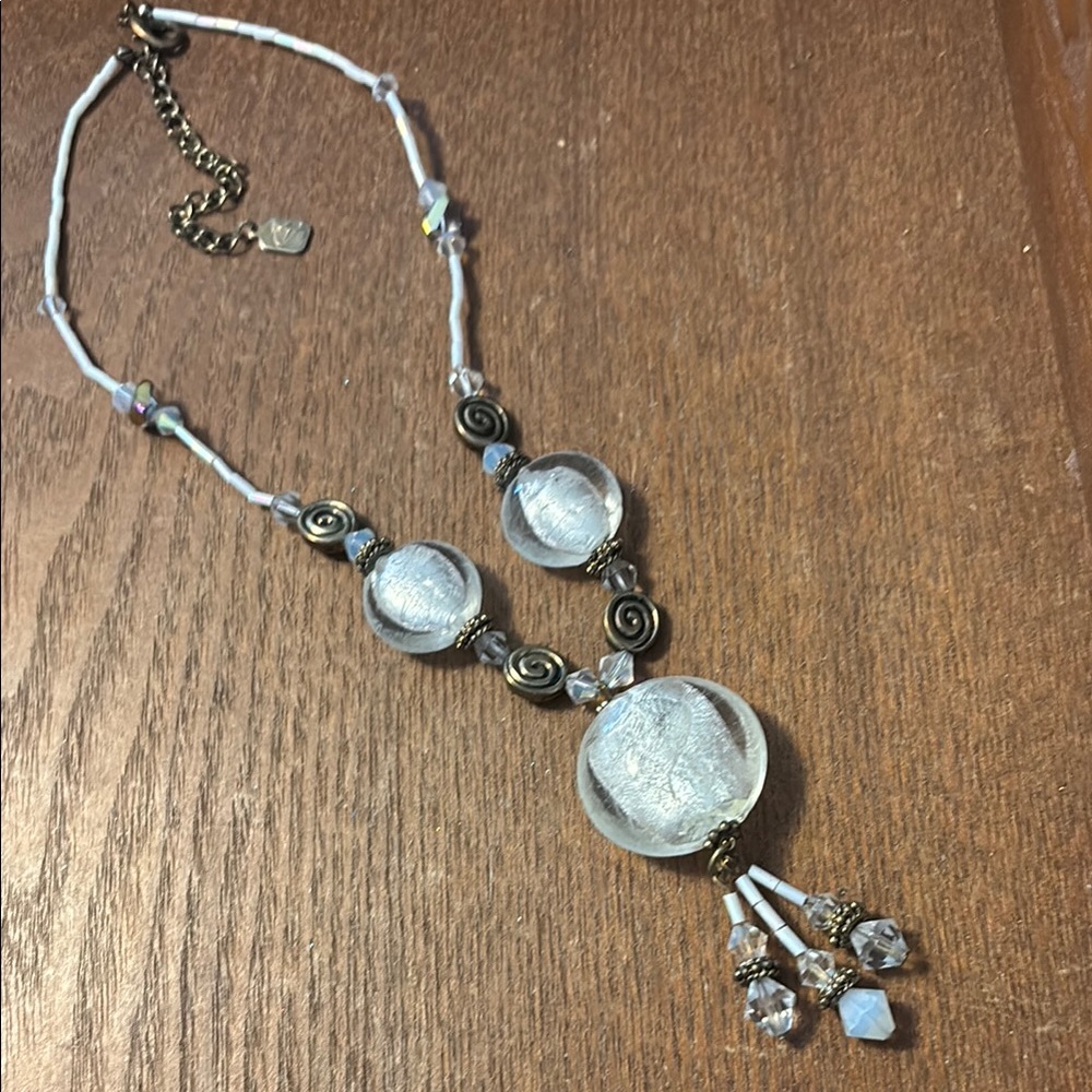 You and I Elegant Gold and White Beaded Necklace